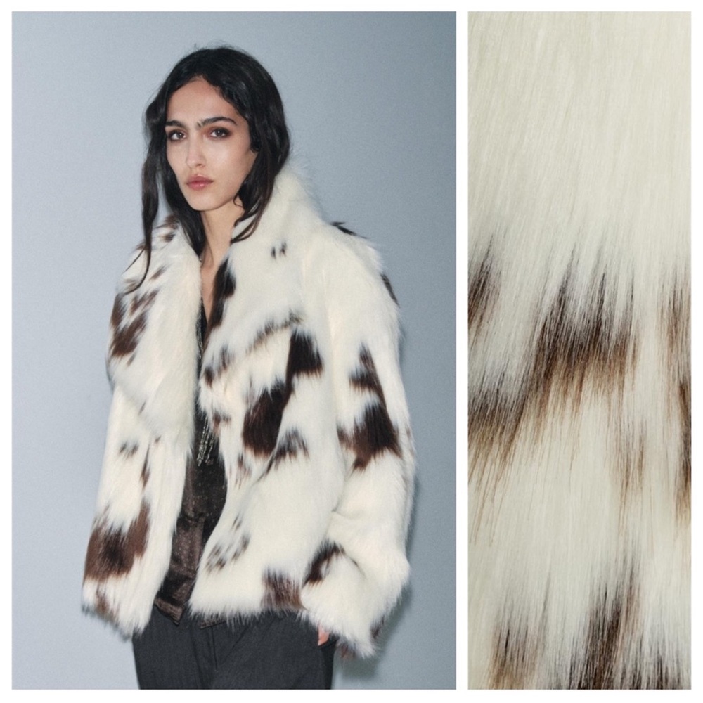 SHORT FAUX FUR ANIMAL PRINT COAT - Picture 5 of 8